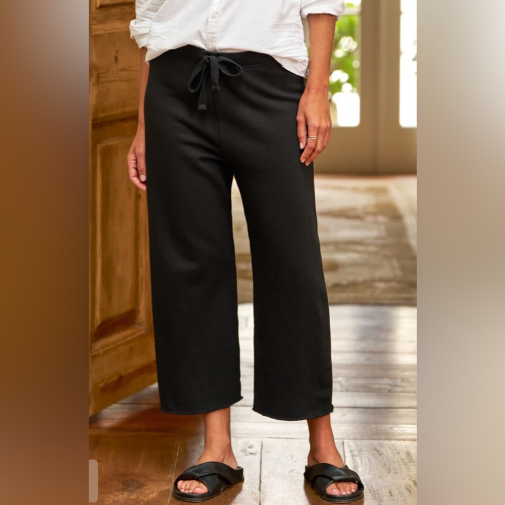 Frank and Eileen CATHERINE Favorite Sweatpant Black Cropped Wide Leg Sz M